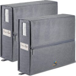LINENMATE Twin.Full Size (Gray 2-Pack) - The Original 2-Pack Storage Container, Foldable Bedding Organizer