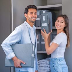 LINENMATE Twin.Full Size (Gray 2-Pack) - The Original 2-Pack Storage Container, Foldable Bedding Organizer