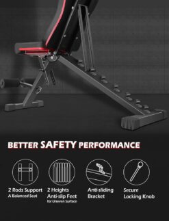 LINODI Weight Bench, Adjustable Strength Training Benches for Full Body Workout, Multi-Purpose Foldable Incline Decline Home Gym Bench