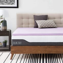 LUCID 3 Inch Lavender Infused Memory Foam Mattress Topper - Ventilated Design - Queen Size