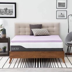 LUCID 3 Inch Lavender Infused Memory Foam Mattress Topper - Ventilated Design - Twin XL Size - Dorm Room Essentials