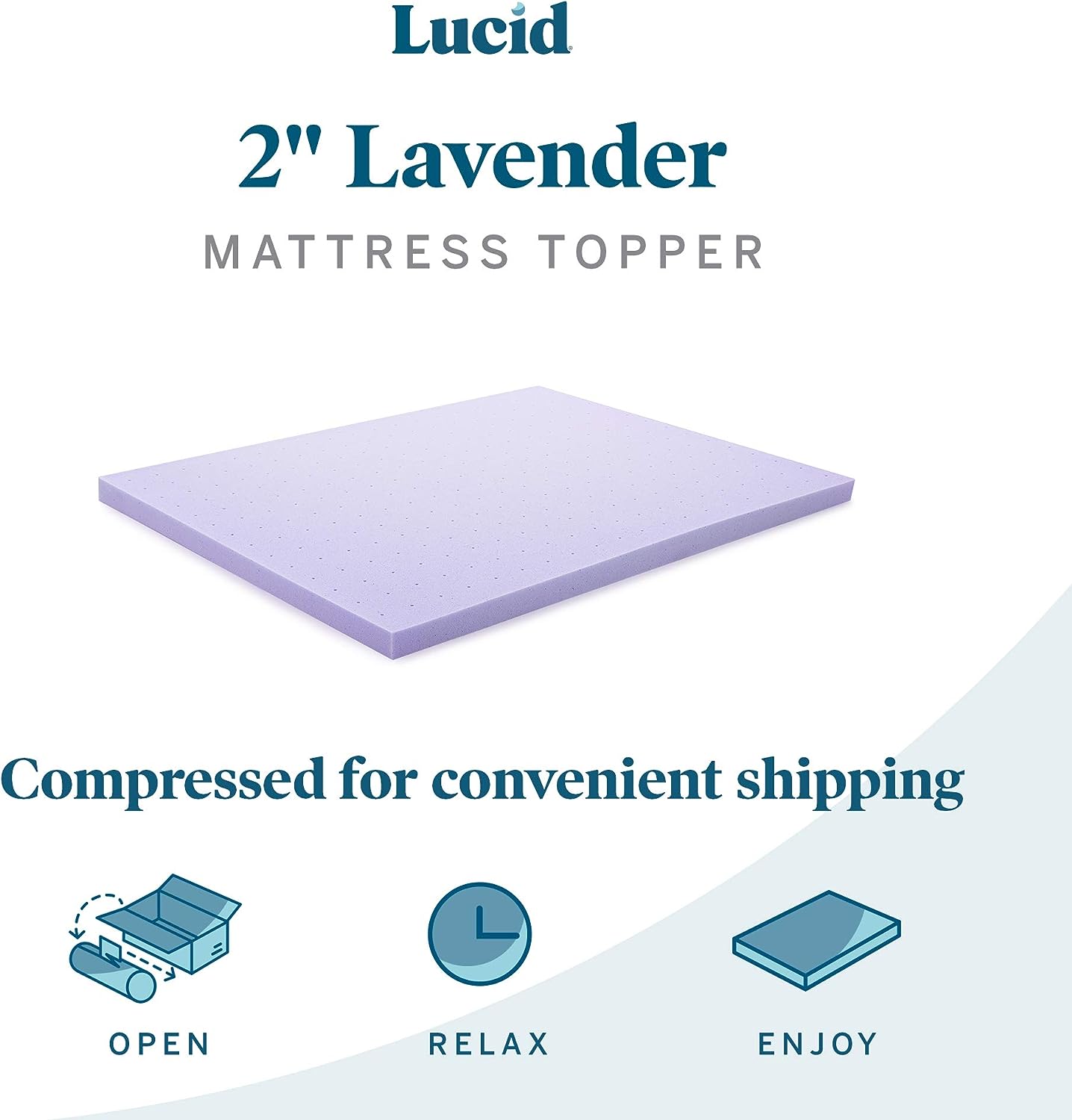 Lavender 2 Memory Foam Mattress Topper Lucid Size: Twin XL