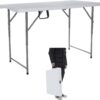 Lakhow 122CZ Folding Tables Camping Table 4FT Adjustable Height（ 49/61/74CM） Portable Dining Table Party,Height Adjustable Craft Camping and Utility Folding Table,White Granite