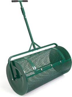 Landzie Lawn & Garden Spreaders - 36 Inch Heavy Duty Metal Mesh Basket Push/Tow Spreader - Compost, Peat Moss, Top Soil, Mulch - Durable Lightweight Multi-Purpose Yard Care Equipment - Manure Spreader