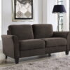 Lifestyle Solutions Alexa Loveseat with Curved Arms, Coffee Fabric