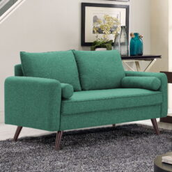 Lifestyle Solutions Calden Loveseat with Hairpin Legs, Seafoam Green Fabric
