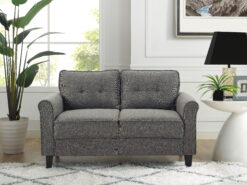 Lifestyle Solutions Hactor Loveseat with Curved Arms, Heather Gray Fabric