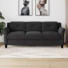 Lifestyle Solutions Taryn Sofa with Curved Arms, Black Upholstery