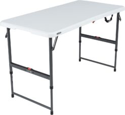 Lifetime Height Adjustable Folding Table, 4 Foot, Almond