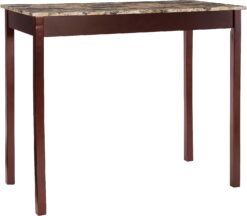 Linon Brown 3-Piece Table Faux Marble Tavern Set