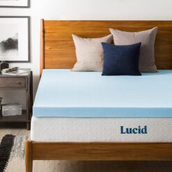 Lucid 3 Inch Mattress Topper Queen - Gel Infused Memory Foam – Memory Foam Mattress Topper Queen – Ventilated Design – CertiPur Certified
