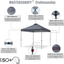 MASTERCANOPY Durable Ez Pop-up Canopy Tent with Roller Bag (10x10, Dark Gray)