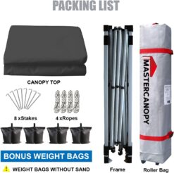 MASTERCANOPY Durable Ez Pop-up Canopy Tent with Roller Bag (10x10, Dark Gray)