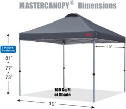 MASTERCANOPY Durable Ez Pop-up Canopy Tent with Roller Bag (10x10, Dark Gray)
