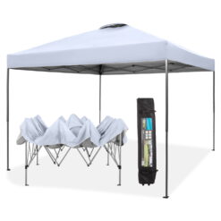 MF Studio 10x10ft Pop-up Canopy Tent Straight Legs Instant Canopy for Outside with Wheeled Bag - White