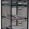 MIND READER Rolling File Cabinet with Drawers [5 Drawers] Craft Cart Organizer with Wheels, Slim Storage for Makeup, Kitchen, Utilities, Office Supplies, and Tools (BLACK MESH)