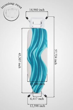 Mabel Home Adjustable Height, Deluxe, 4-Leg, Ironing Board, Extra Cover, Blue.White Patterned