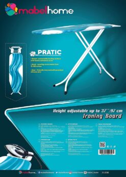 Mabel Home Adjustable Height, Deluxe, 4-Leg, Ironing Board, Extra Cover, Blue.White Patterned