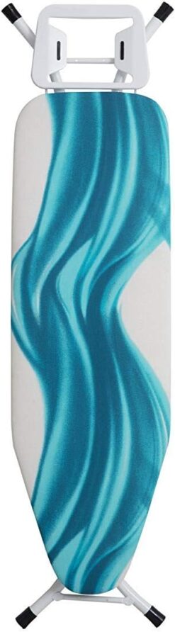 Mabel Home Adjustable Height, Deluxe, 4-Leg, Ironing Board, Extra Cover, Blue.White Patterned