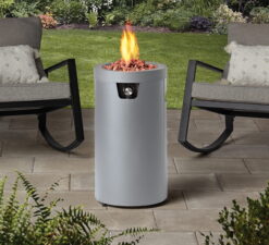 Mainstays 28-inch Tall Column Propane Gas Outdoor Fire Pit, Concrete Gray Finish
