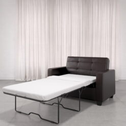Mainstays Loveseat Sleeper Sofa with Twin Memory Foam Mattress, Chocolate Faux Leather