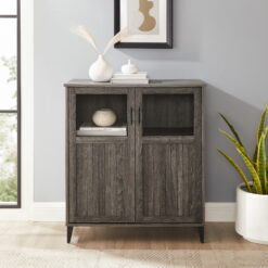 Manor Park Transitional Grooved Door Accent Cabinet, Cerused Ash