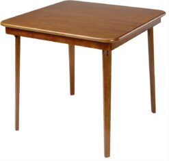 Meco STAKMORE Straight Edge Folding Card Table Fruitwood Finish, 32 in x 32 in x 29.5 in (D x W x H)