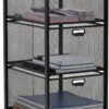 Mind Reader Network Collection, Rolling FIle Cabinet with 3 Removable Drawers, Omnidirectional Wheels, Desk Organizer, Lightweight and Portable, Metal Mesh, 11"L x 14"W x 25"H, Black