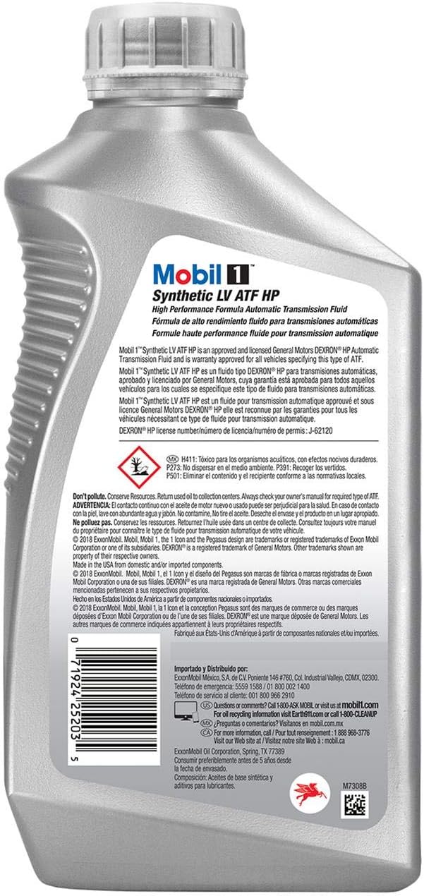 Mobil 1 Full Synthetic LV Auto Trans Fluid HP, 1 Quart, Case of 6