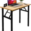 Need Folding Desk Small Desk 31 1/2" No Assembly Foldable Computer Desk for Small Space/Home Office/Dormitory,Teak&Black Frame