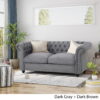 Noble House Aaniya Velvet Chesterfield Loveseat Sofa, Dark Gray