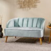Noble House Albert Indoor Modern Velvet Scalloped Loveseat, Seafoam Blue