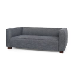 Noble House Bartram Indoor Fabric Upholstered Loveseat, Charcoal and Dark Walnut