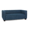 Noble House Bartram Indoor Fabric Upholstered Loveseat, Navy Blue and Dark Walnut