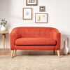 Noble House Bianca Fabric Mid Century Modern Loveseat,Muted Orange