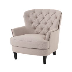 Noble House Gabriel Tufted Fabric Club Chair Color, Natural