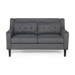 Noble House Kayden Indoor Contemporary Fabric Loveseat, Charcoal, Dark Brown