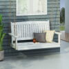 Noble House Maximo Hanging Acacia Wood Porch Swing - White/Silver