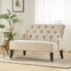 Noble House Natalie 44" Tufted Fabric Settee, Light Beige