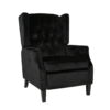 Noble House Zakyiah Standard Velvet Wingback Recliner, Black