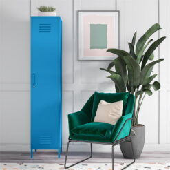 Novogratz Cache 1 Door Tall Single Metal Locker Style Storage Cabinet, Blue