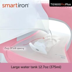 Oliso TG1600 Pro Plus 1800 Watt SmartIron with Auto Lift - for Clothes, Sewing, Quilting and Crafting Ironing Diamond Ceramic-Flow Soleplate Steam Iron, Pink