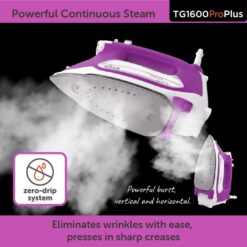 Oliso TG1600 Pro Plus 1800 Watt SmartIron with Auto Lift - for Clothes, Sewing, Quilting and Crafting Ironing Diamond Ceramic-Flow Soleplate Steam Iron, Purple