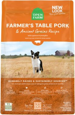 Open Farm Ancient Grains Dry Dog Food, Humanely Raised Meat Recipe with Wholesome Grains and No Artificial Flavors or Preservatives (Farmer's Table Pork Ancient Grain, 22 Pound (Pack of 1))