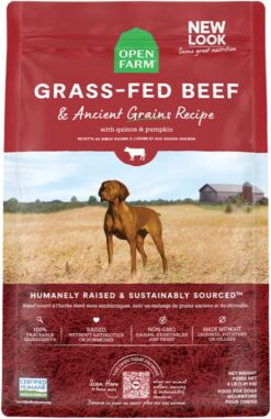 Open Farm Ancient Grains Dry Dog Food, Humanely Raised Meat Recipe with Wholesome Grains and No Artificial Flavors or Preservatives (Grass-Fed Beef Ancient Grain, 22 Pound (Pack of 1))