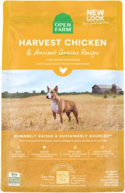 Open Farm Ancient Grains Dry Dog Food, Humanely Raised Meat Recipe with Wholesome Grains and No Artificial Flavors or Preservatives (Harvest Chicken Ancient Grain, 22 Pound (Pack of 1))