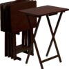 PJ Wood 5-Piece Folding TV Tray & Snack Table - Espresso