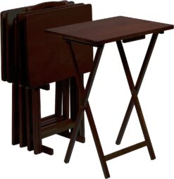 PJ Wood 5-Piece Folding TV Tray & Snack Table - Espresso