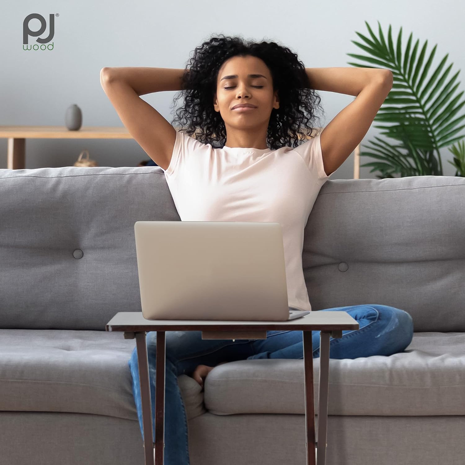 PJ Wood 5-Piece Folding TV Tray & Snack Table - Espresso,,.. PJ Wood 5-Piece Folding TV Tray & Snack Table - Espresso