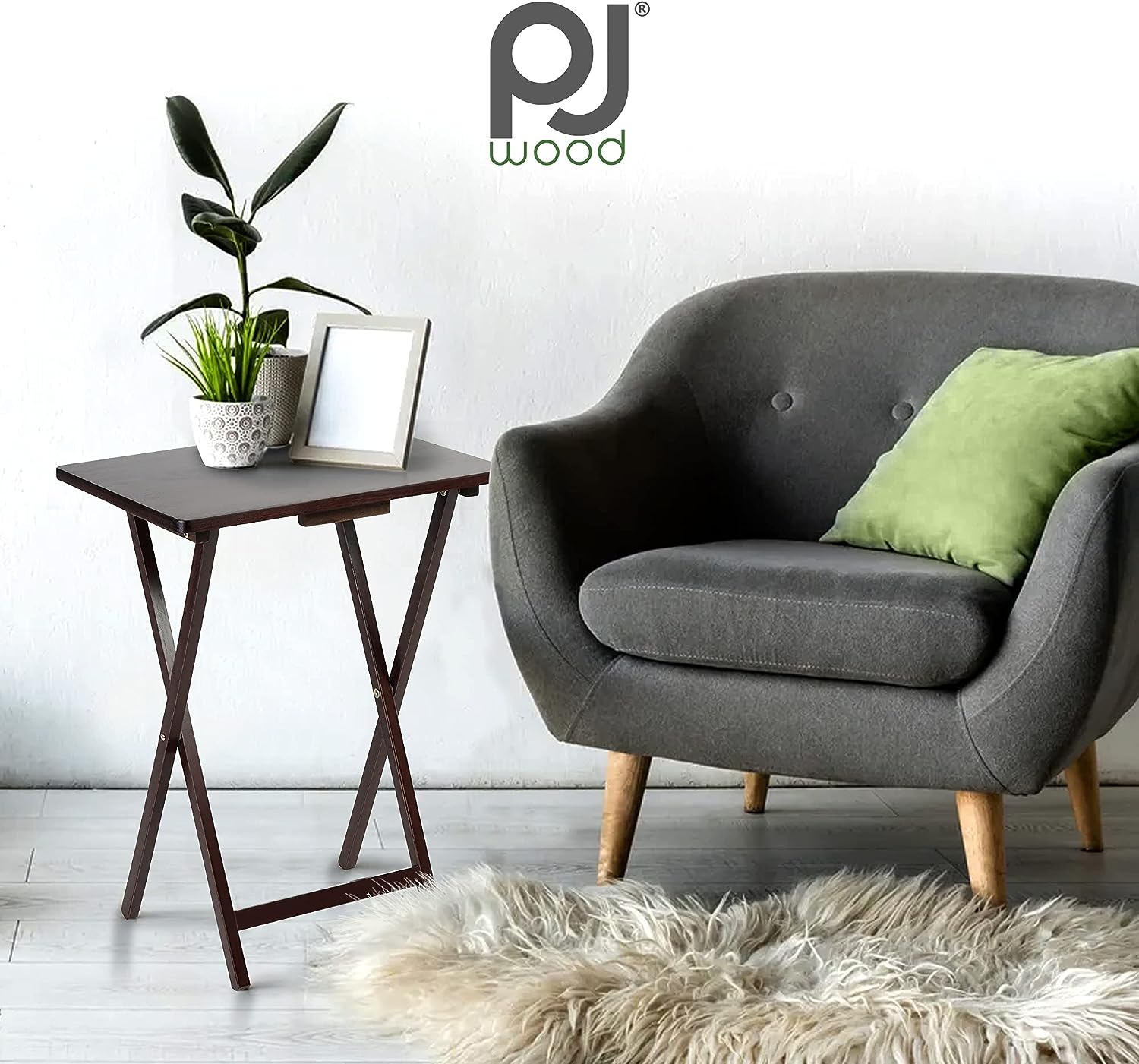 PJ Wood 5-Piece Folding TV Tray & Snack Table - Espresso.,., PJ Wood 5-Piece Folding TV Tray & Snack Table - Espresso